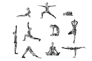 Yoga silhouette vector set