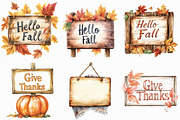 Watercolor Autumn Signs Clipart, an Illustration by Craft Nest (Thumbnail 3 of 6)
