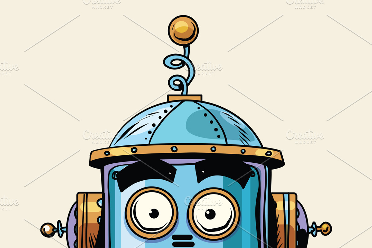 emoticon happy emoji robot, a Technology Illustration by studiostoks, image size:1200x800