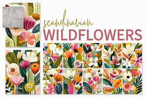 Scandinavian Wildflowers, a Decorative Illustration by rileyBgraphics