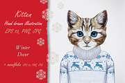 Kitten / Wintertime, an Animal Illustration by Victoria_Novak (Thumbnail 1 of 3)