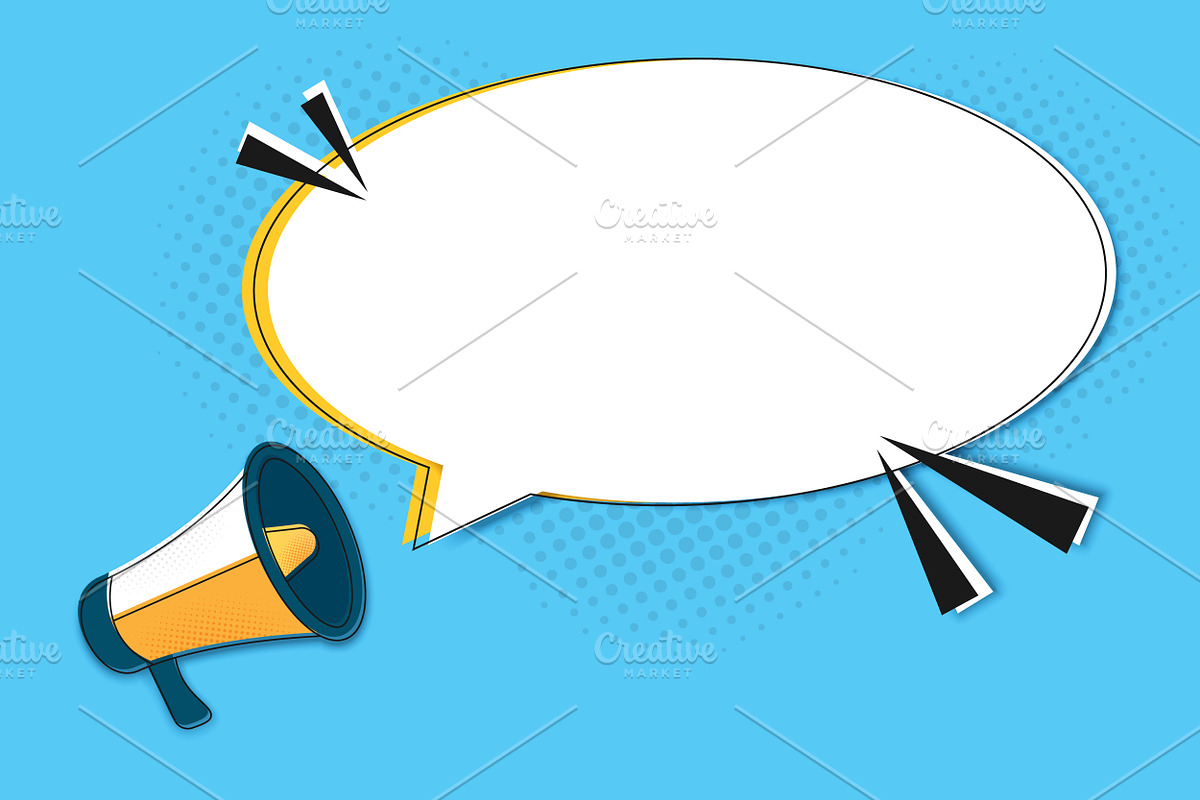 Megaphone and an Empty Speech Bubble, a Decorative Illustration by PsychocheArt (Photo 3 of 3)
