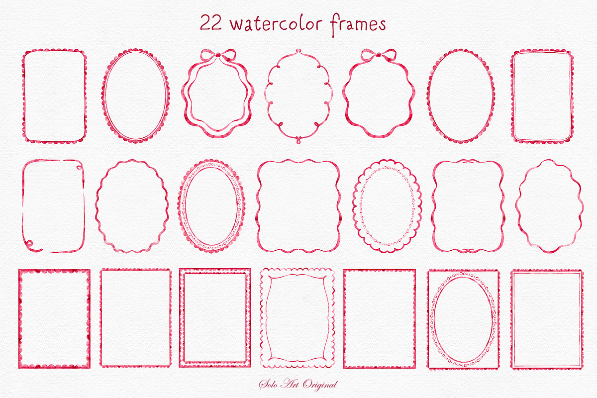 Watercolor Frames Borders Bundle, an Object Graphic by Solo Art Original (Photo 5 of 12)