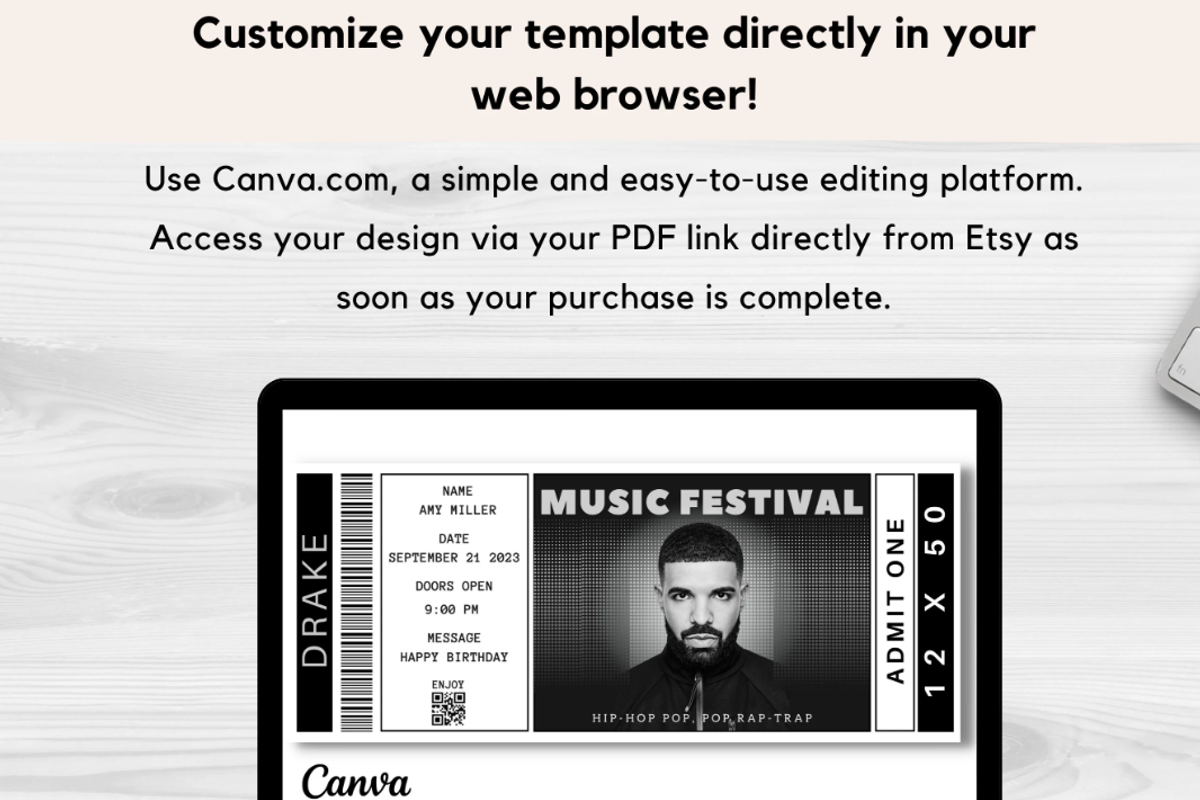 Editable Concert Ticket Template, an Invitation Template by YasdeyDesigns