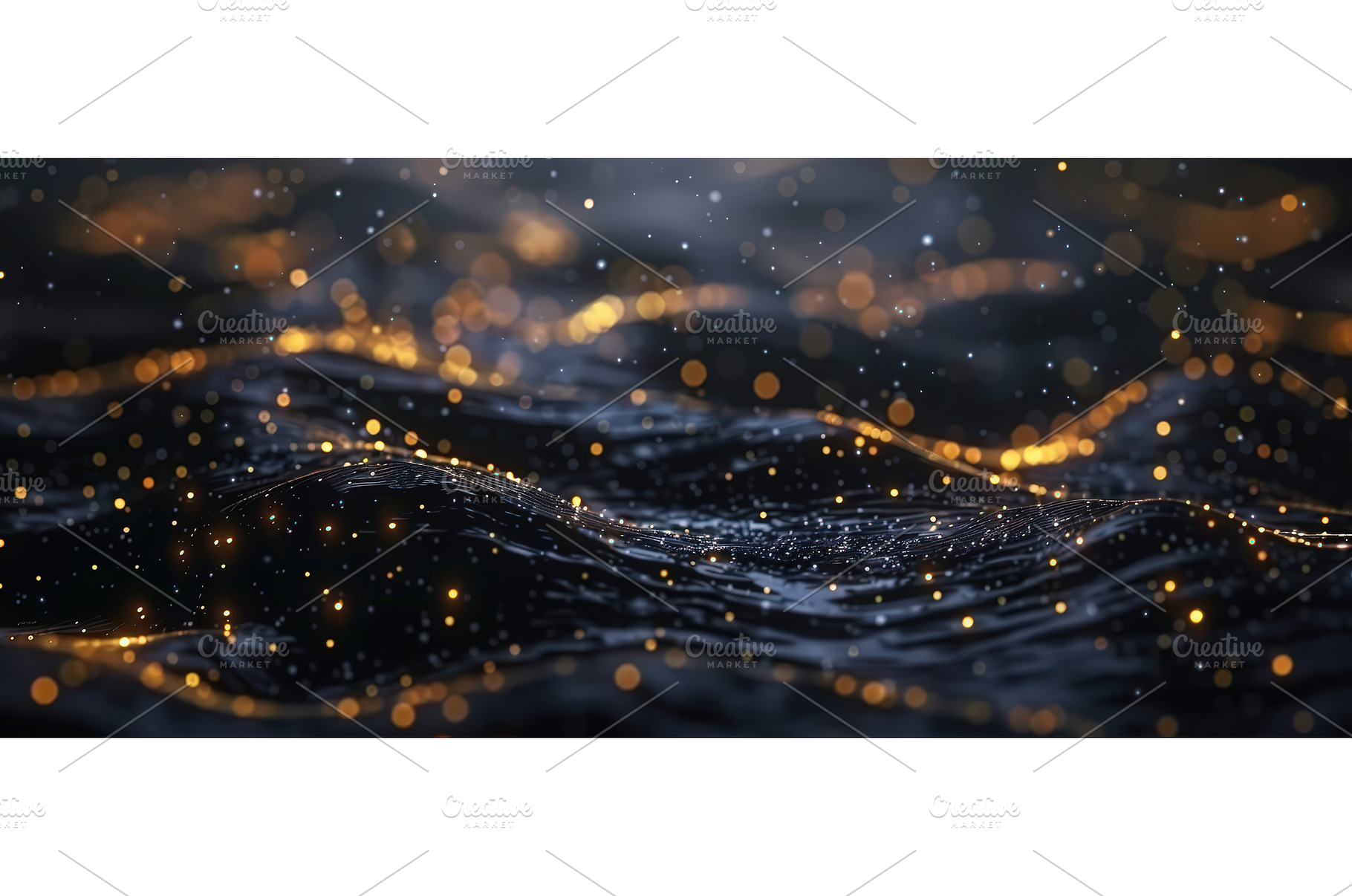Glowing Golden Particle Waves in, an Abstract Photo by piter.goskov