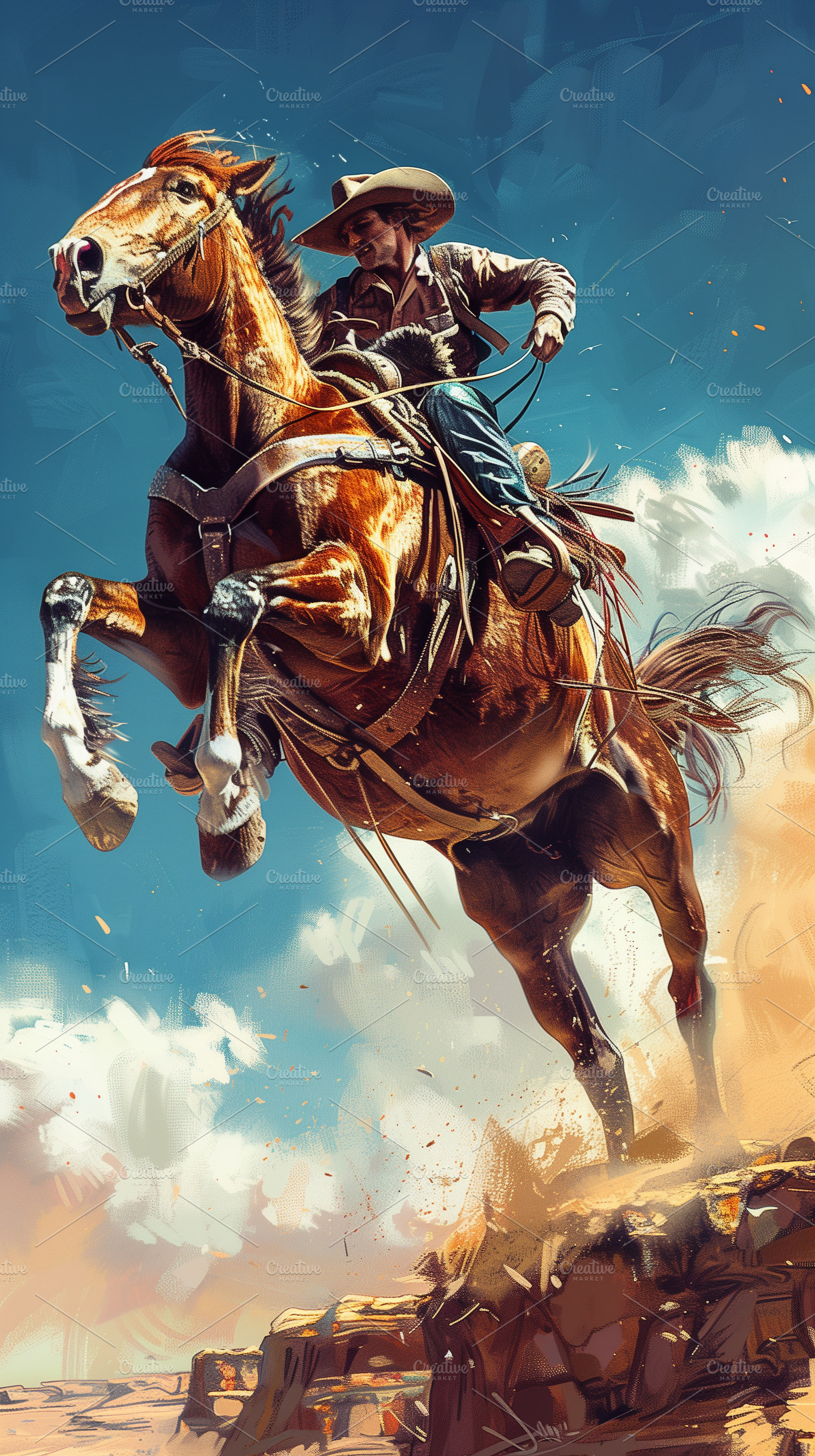 Tough cowboy bucking wild horse, an Animal Photo by MistyDay