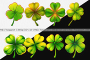 Lucky Clover Clipart, a Graphic by Artnoy (Thumbnail 2 of 5)