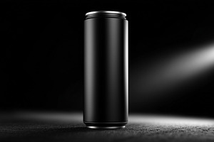 Blank black aluminum can standing, a Food & Drink Photo by MistyDay