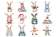 Christmas Bunny Clipart, an Illustration by Design Market (Thumbnail 4 of 4)