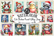 Cute Christmas Animal Postage Stamp, an Illustration by Designking (Thumbnail 1 of 5)