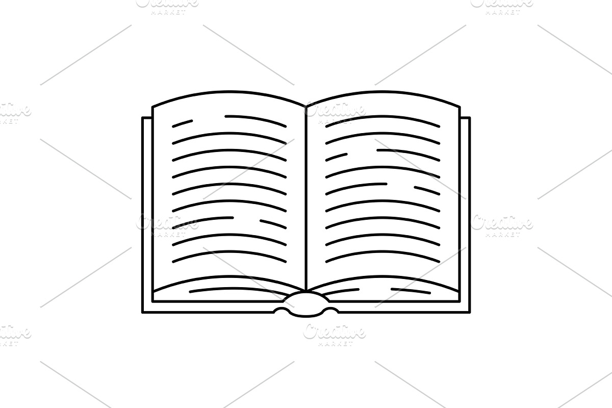 Illustrations of open book., an Outline Icon by incomible