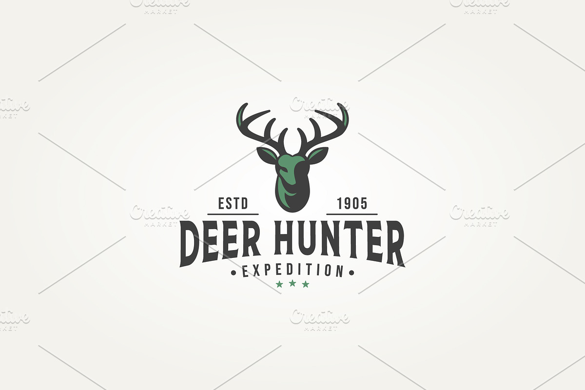 vintage reindeer head and horns logo, a Branding & Logo Template by Blazybone
