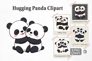 Hugging Panda Clipart, a Graphic by Artnoy