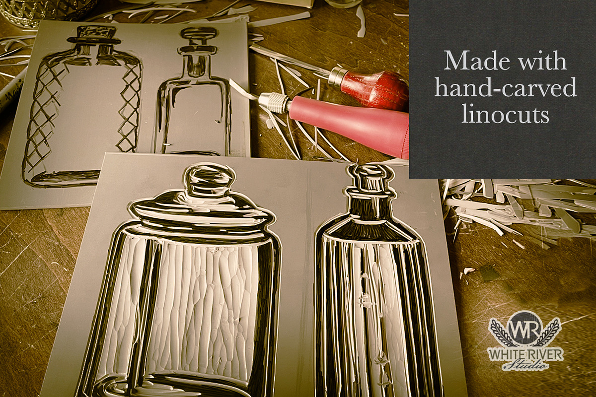 Vintage Apothecary Linocuts, an Illustration by WhiteRiverStudio (Photo 8 of 8)