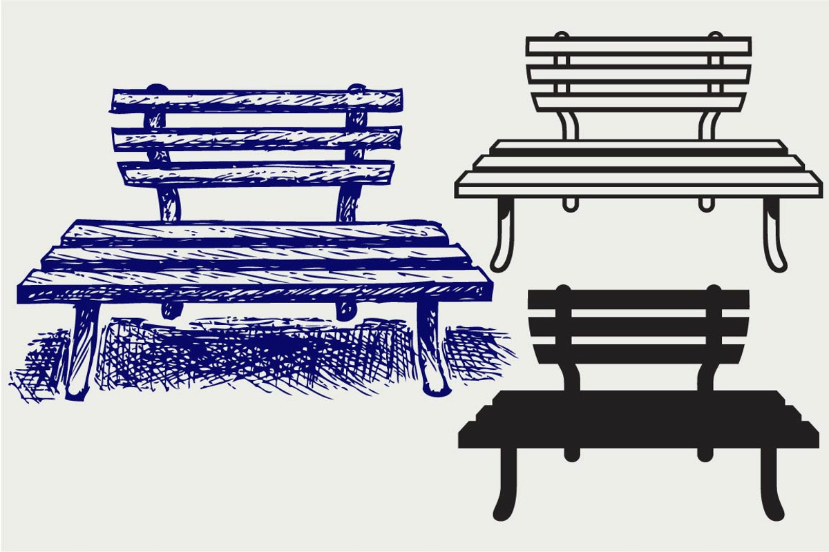 Wooden outdoor bench SVG, an Outline Icon by LineworkStock