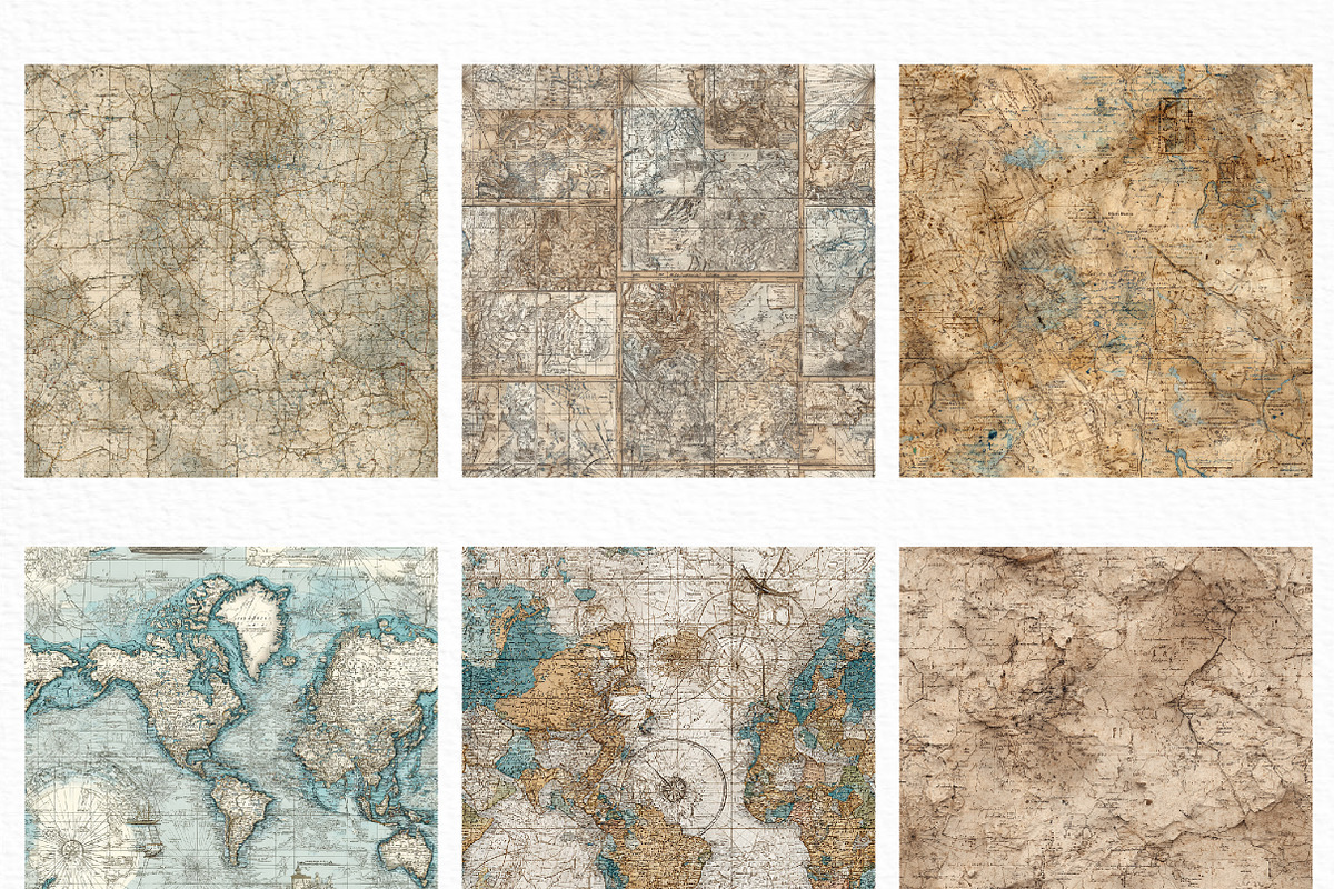 Old Maps Digital Paper, an Illustration by Craft Nest (Photo 3 of 6)