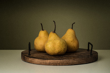 Still life of three pears