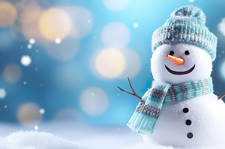 Festive Snowman Blue Banner, a Holiday Photo by Iconogenic