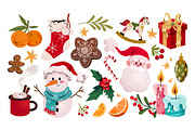 Merry Christmas clipart + patterns, a Seasonal Illustration by UnaAnya (Thumbnail 2 of 8)