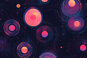Seamless abstract pattern featuring circular shapes in various sizes and colors, a Pattern Graphic by Textures & Backgrounds