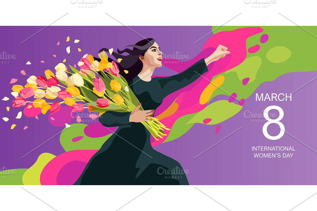 International Womens Day 8 March, a Seasonal Illustration by Valenty
