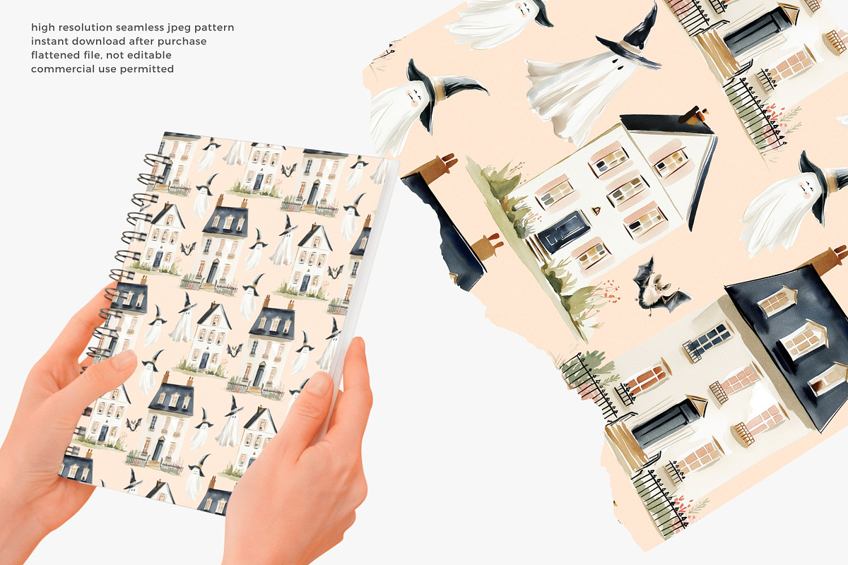 haunted house seamless pattern, a Pattern Graphic by Pink Studio Art (Photo 3 of 3)