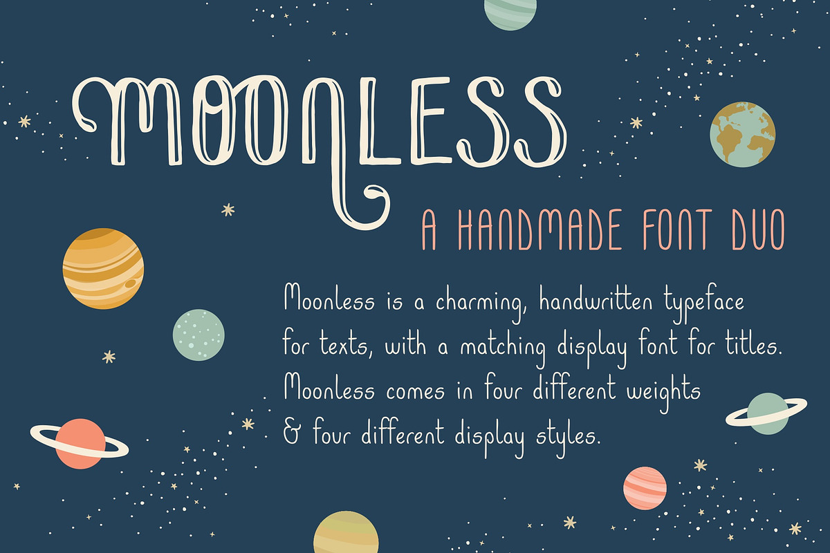 Moonless Handmade Font Duo, a Script Font by Franzi draws (Photo 1 of 5)