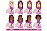 Vector Beautiful Mermaid Clipart, an Illustration by TheCreativeMill (Thumbnail 5 of 6)