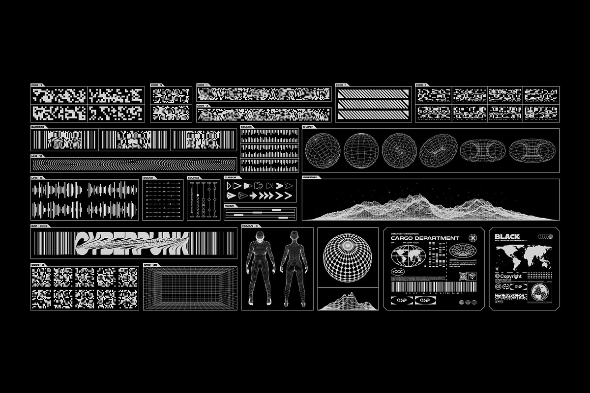 CYBERPUNK VECTOR GRAPHIC 86 ELEMENTS, an Object Graphic by BonkiStudio (Photo 2 of 2)