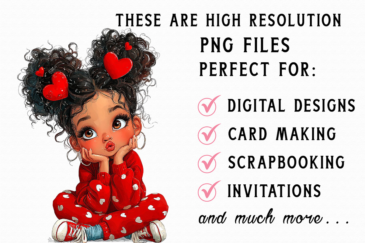 Whimsical Valentine Girl Clipart, an Illustration by Libby Wishes (Photo 6 of 6)