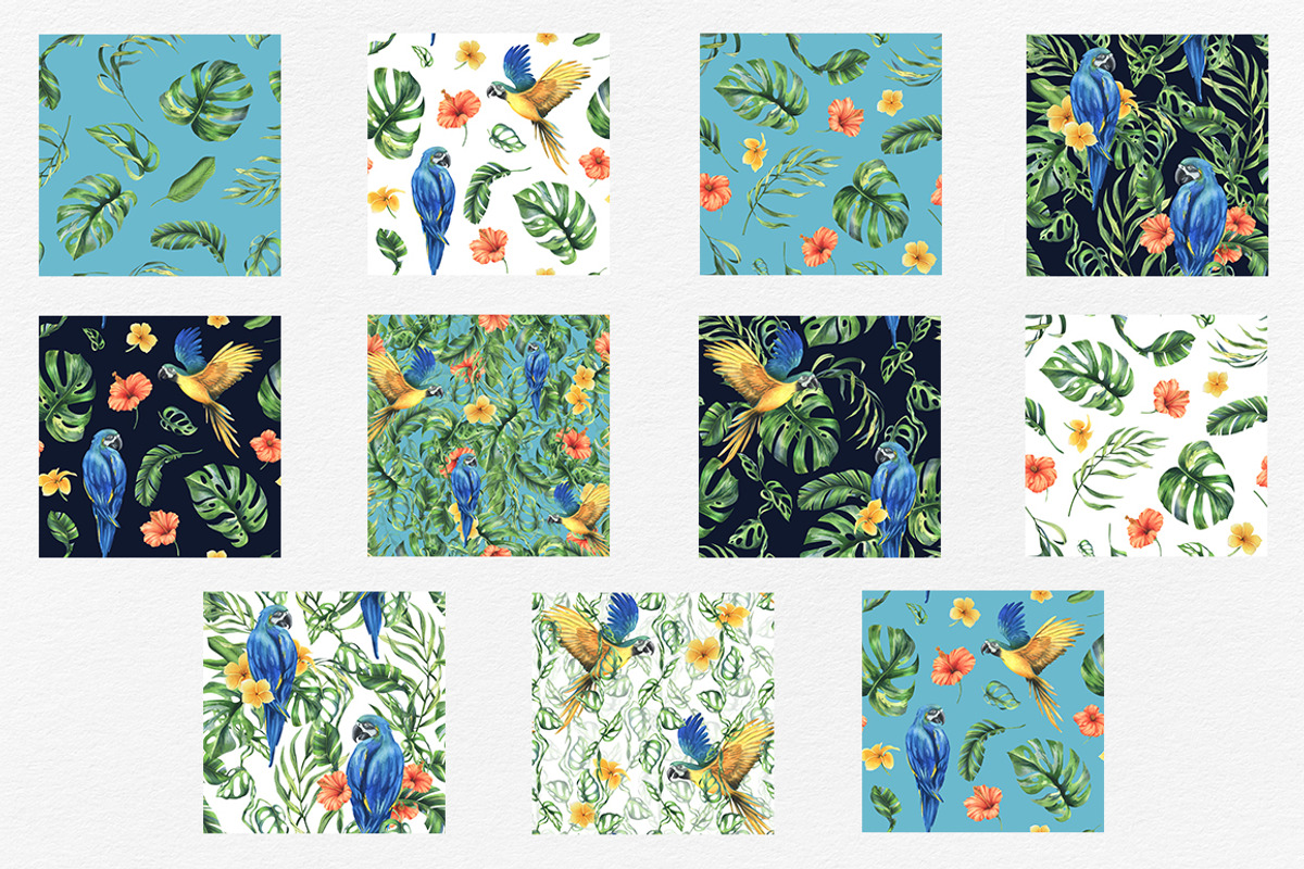 Parrots & tropical leaves watercolor, an Animal Illustration by NATASHA CHU (Photo 20 of 21)