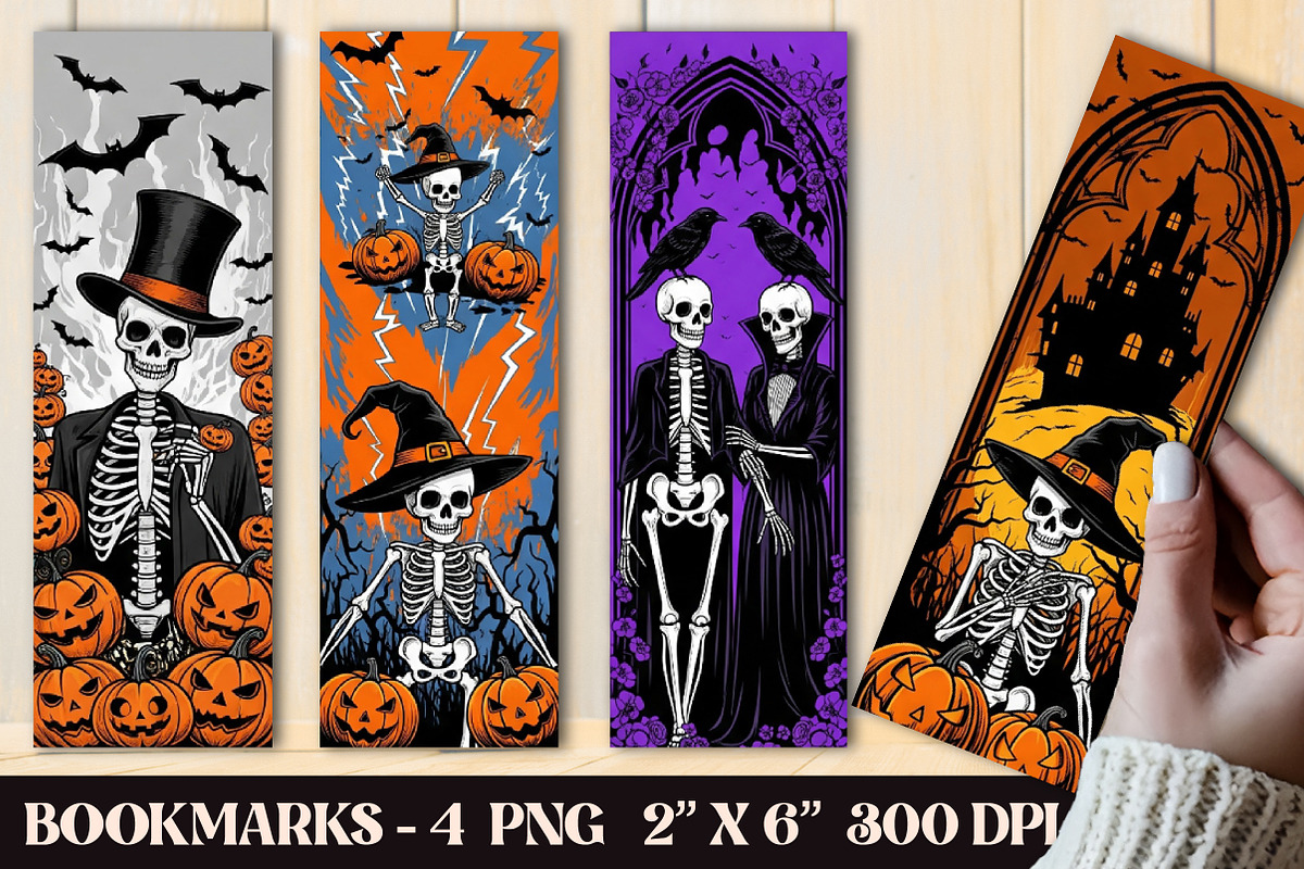Halloween Skeleton Bookmark, an Illustration by OK Design