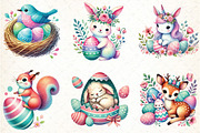 Watercolor Happy Easter Cute Animals, an Illustration by DreamCafeArt (Thumbnail 3 of 5)