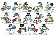 Whimsical Snowman Clipart, a Seasonal Illustration by Nicolle's Colorful Art (Thumbnail 5 of 5)