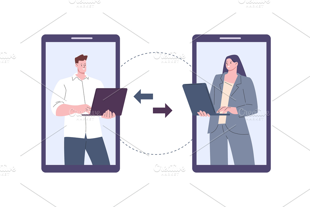 Remote file and information exchange, a Technology Illustration by Valerie Bodnar