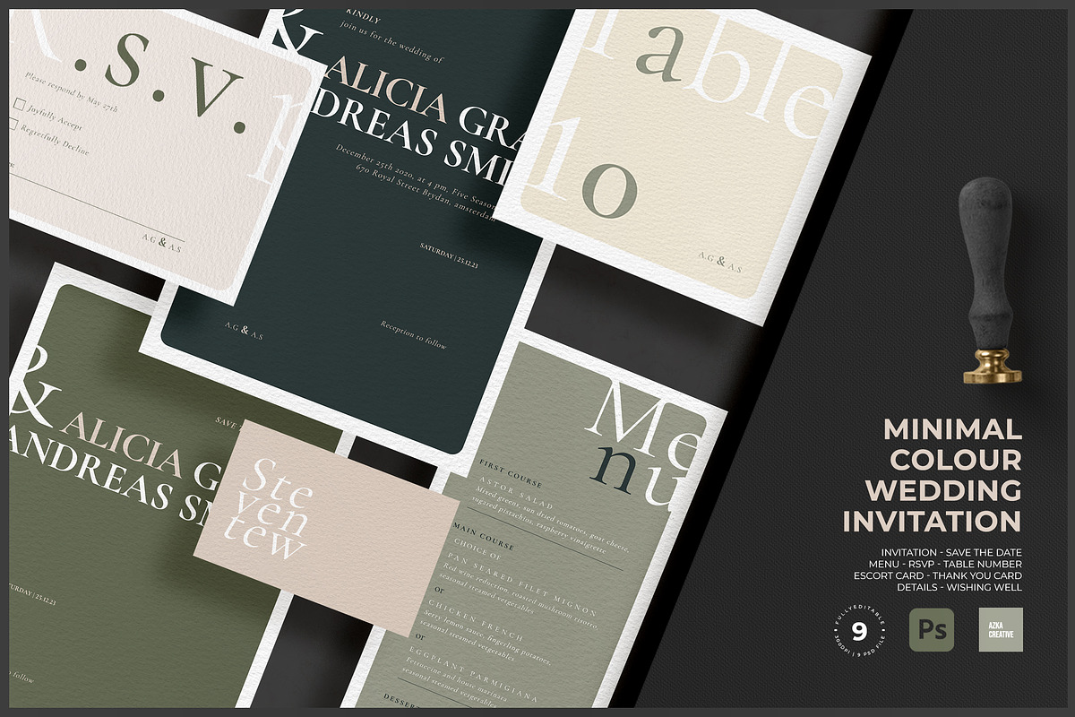 Minimal Colour Wedding Invitation, an Invitation Template by Azka Creative (Photo 1 of 4)