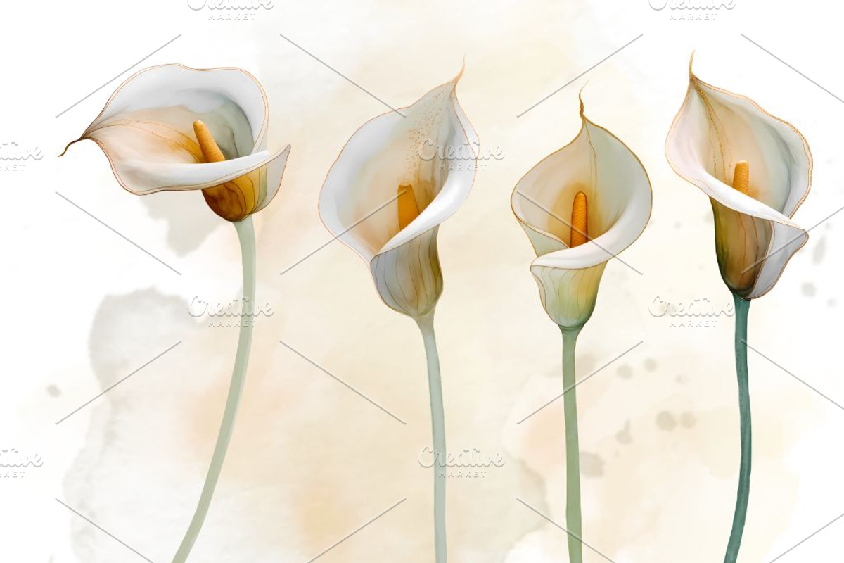 Calla Lily Watercolor Clipart Set, a Decorative Illustration by Floraphoria (Photo 7 of 10)