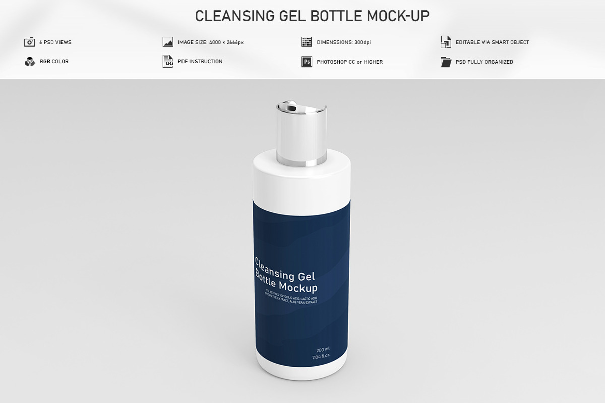 Cleansing Gel Bottle Mock-Up, a Mockup by MassDream (Photo 1 of 9)