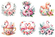 Floral Flamingo Clipart Bundle, an Illustration by DreamArtGraphic (Thumbnail 2 of 4)