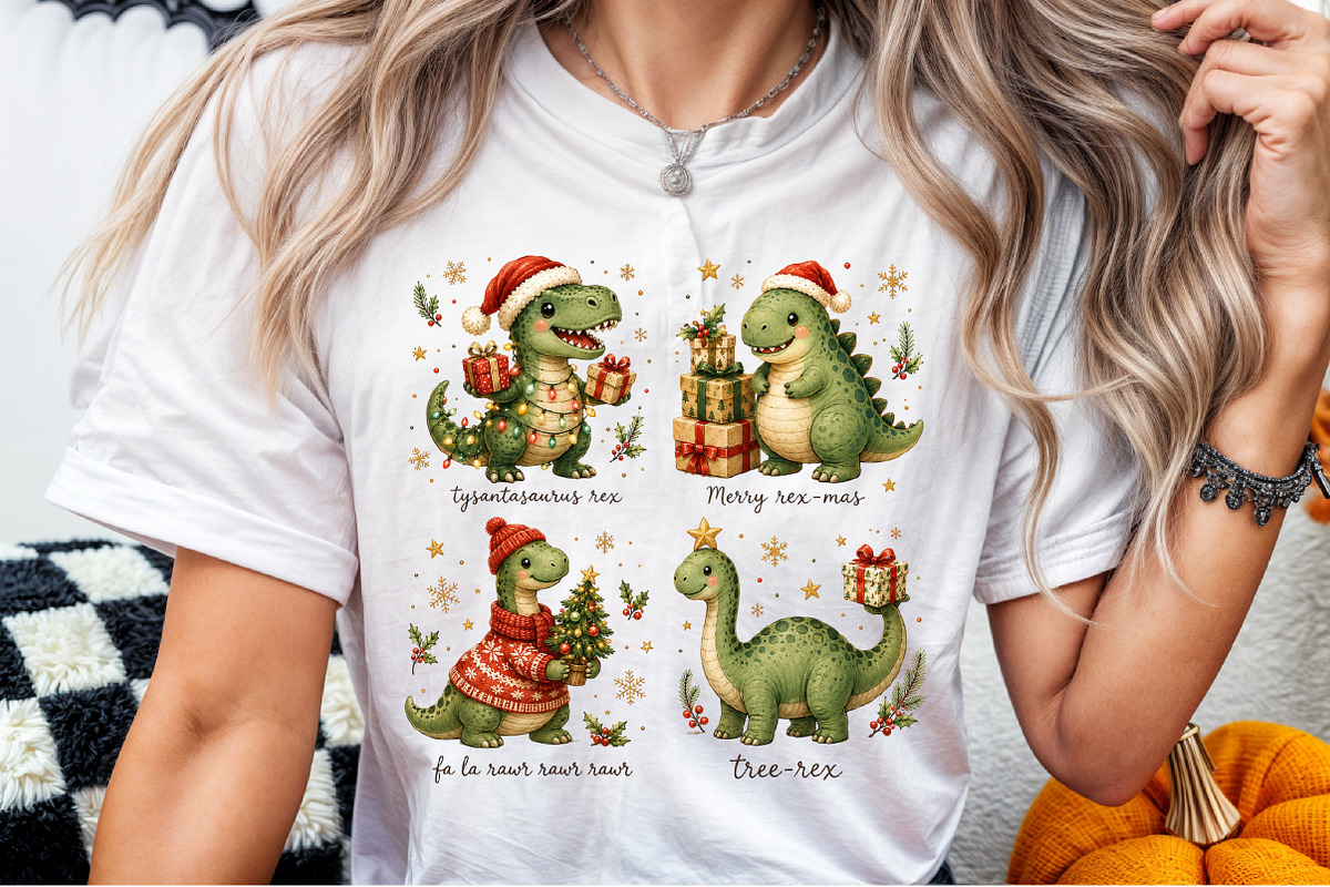 Dino Christmas PNG Sublimaton, a Seasonal Illustration by Sublimation Artist (Photo 6 of 9)