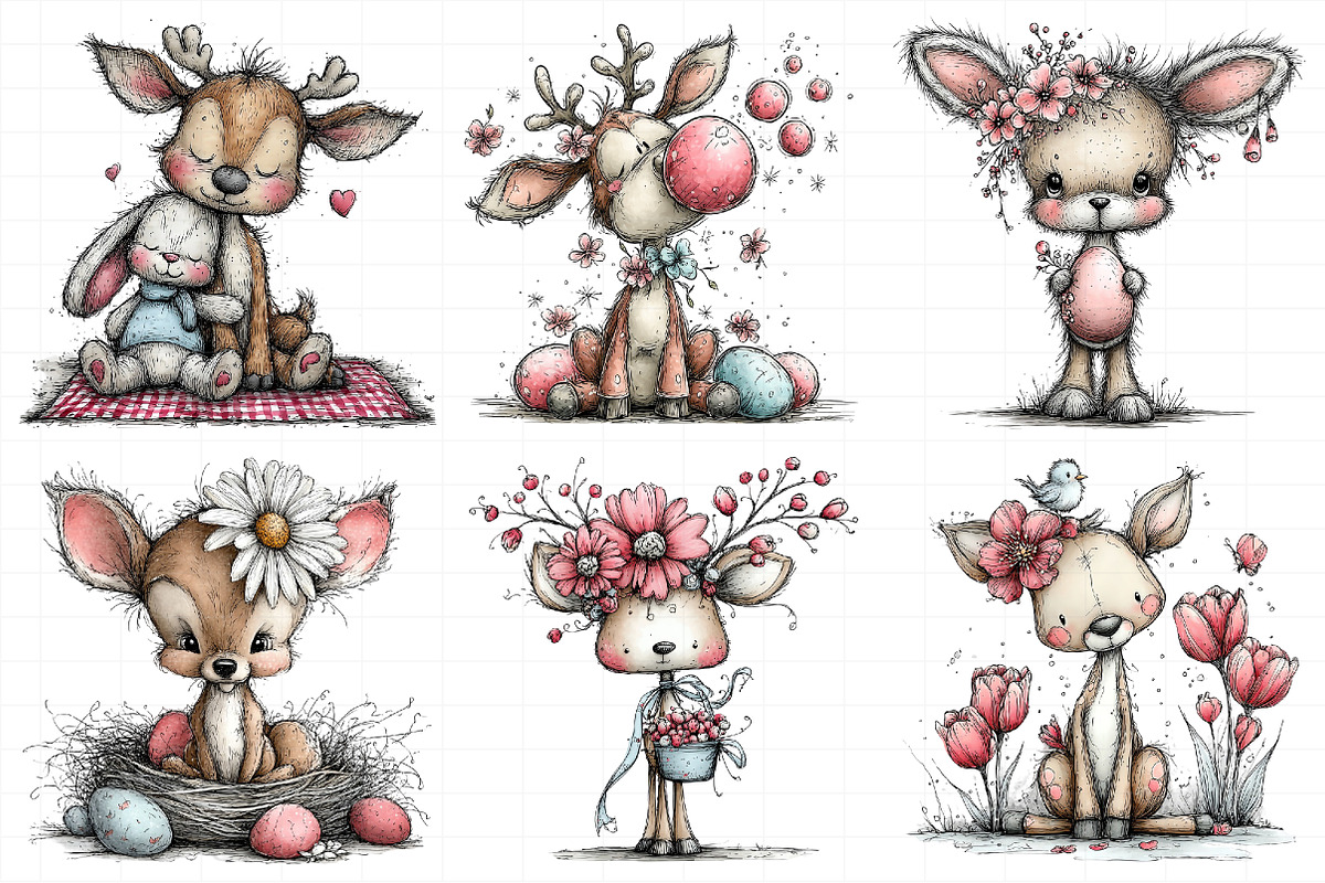 Whimsical Easter Cute Deer Clipart, an Illustration by Daily.Designs (Photo 4 of 7)