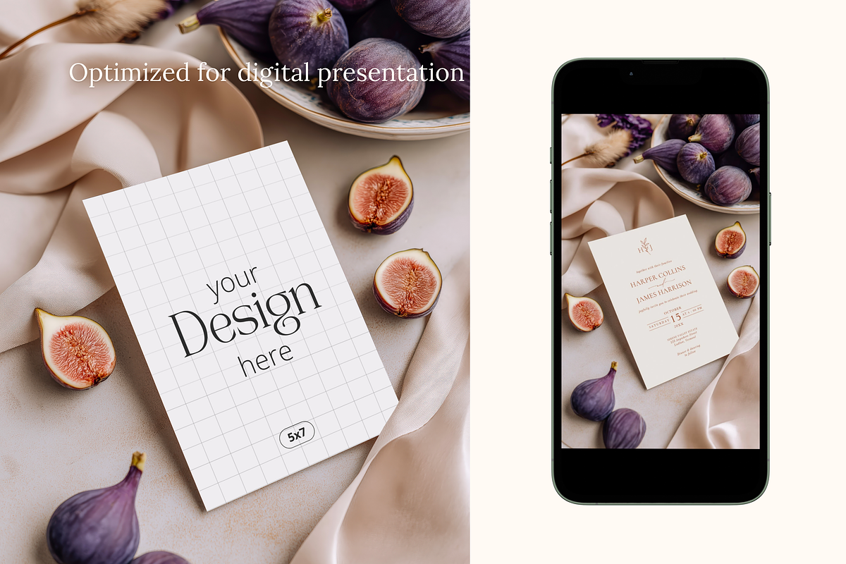Mediterranean Fig Invitation Mockup, a Product Mockup by Serenefeeling (Photo 5 of 6)