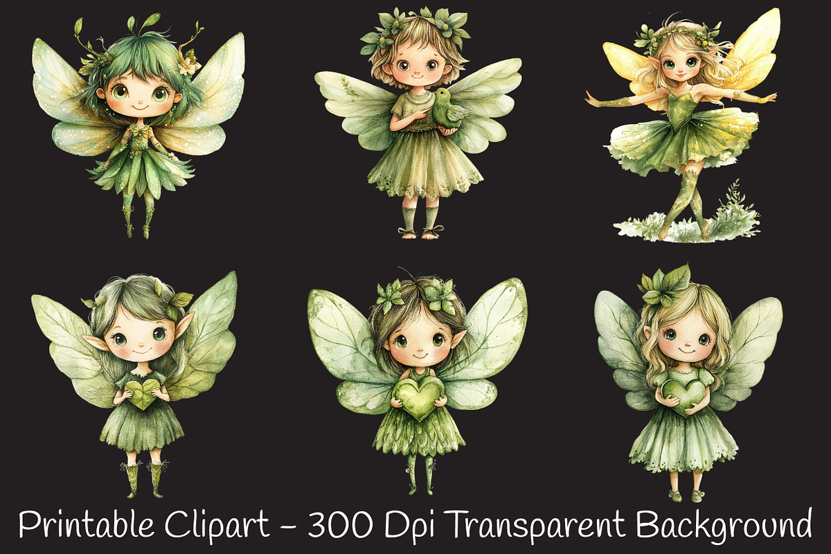 Fairyland Watercolor Clipart, Cute F, a Person Illustration by RobertsArt (Photo 2 of 7)