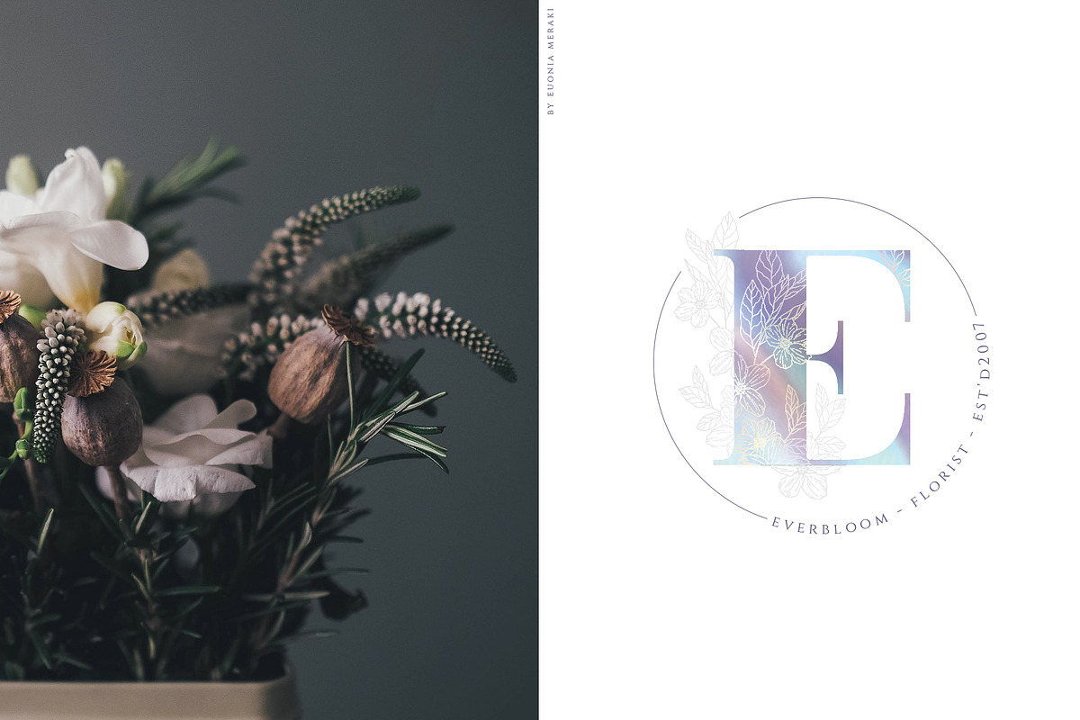 NACRE Monograms & Floral Set, an Object Graphic by Euonia Meraki (Photo 4 of 12)