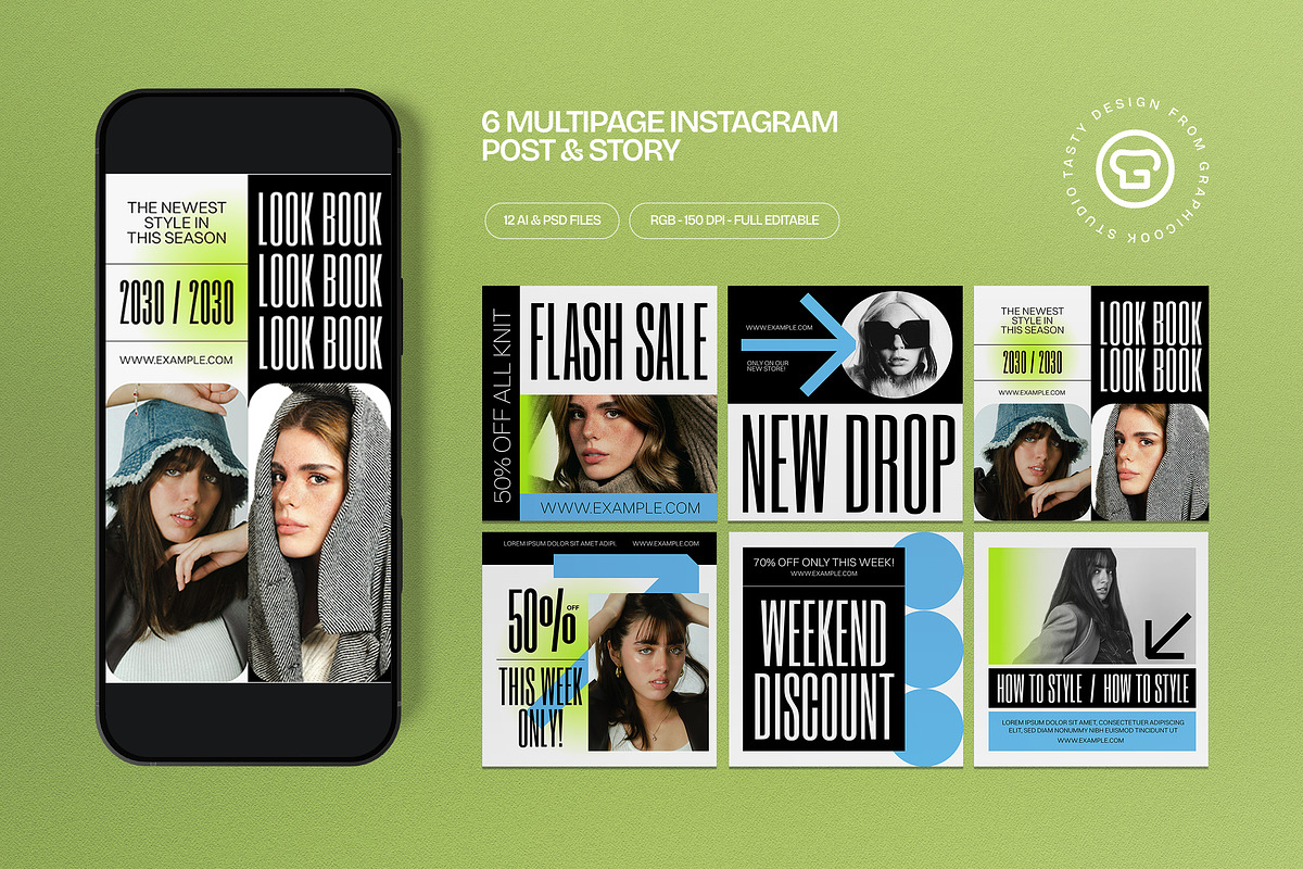 White Winter Fashion Instagram Pack, a Social Media Template by graphicook (Photo 1 of 3)
