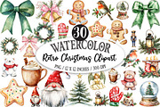 Watercolor Christmas Clipart PNG, a Seasonal Illustration by Designking (Thumbnail 1 of 5)
