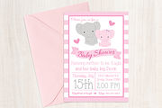 Girl Elephant Baby Shower Invite, an Invitation Template by Pinkinks (Thumbnail 3 of 3)