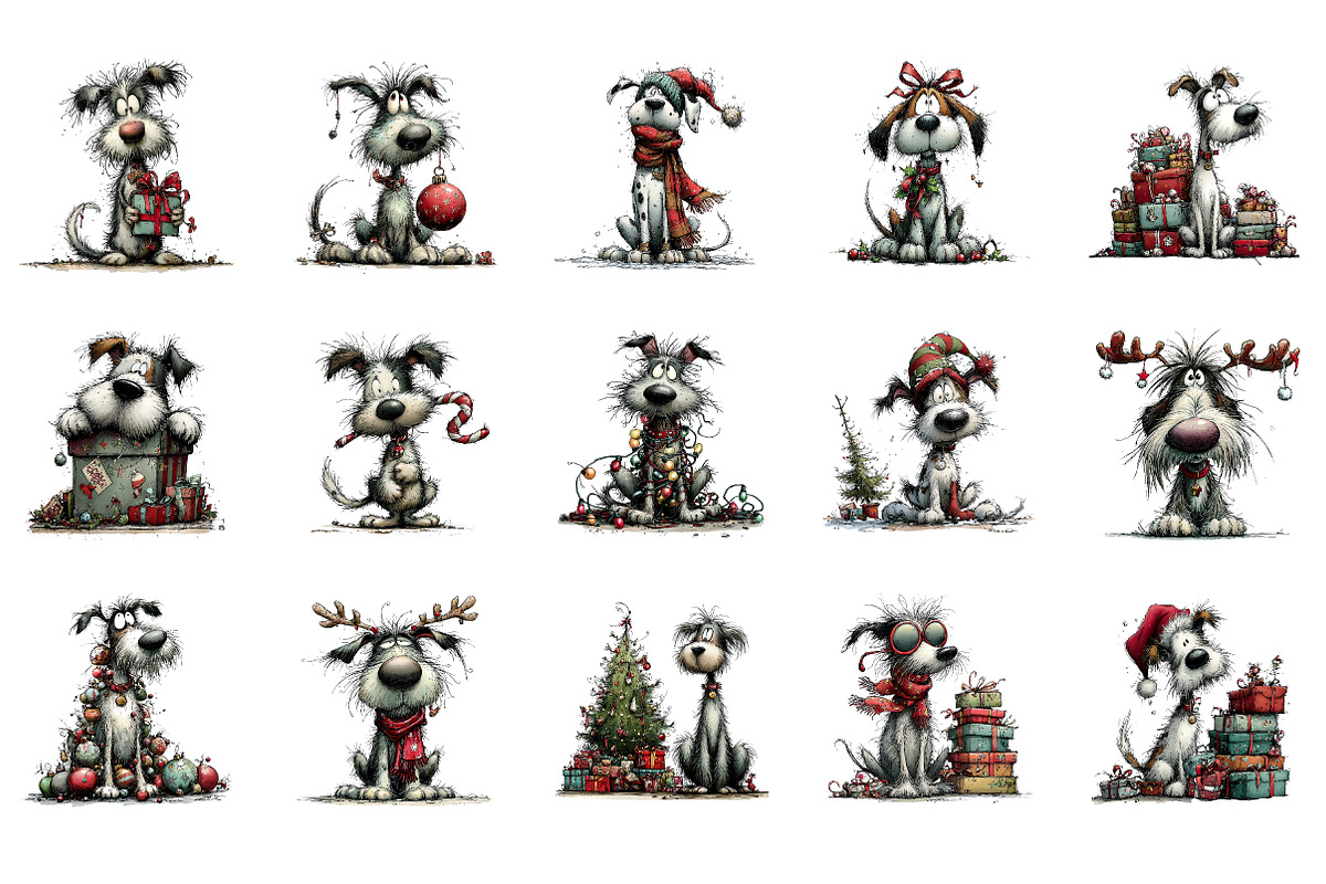 Christmas Dog clipart, an Illustration by CreationArt (Photo 4 of 5)