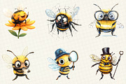 Quirky Funny Bee Clipart, an Illustration by OK Design (Thumbnail 3 of 5)