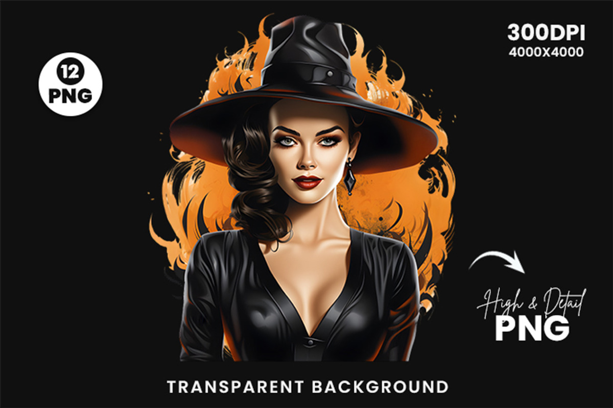 Halloween Retro Lady Clipart Bundle, a Seasonal Illustration by Creative Arslan (Photo 7 of 7)